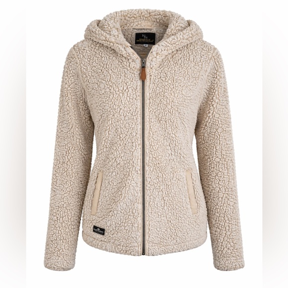 Simply Southern Jackets & Blazers - Simply Southern Sherpa Teddy Fleece Full Zip Hoodie Jacket Cream Tan Size M